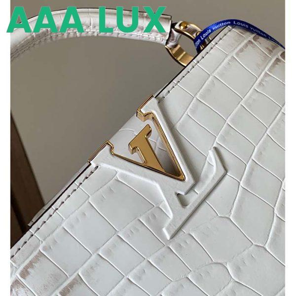 Replica Louis Vuitton LV Women Capucines Mini Handbag Beige Brown Brilliant Crocodilien Leather 9