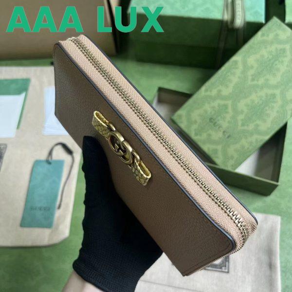 Replica Gucci Unisex GG Zip Wallet Interlocking G Python Bow Rose Beige Leather 5