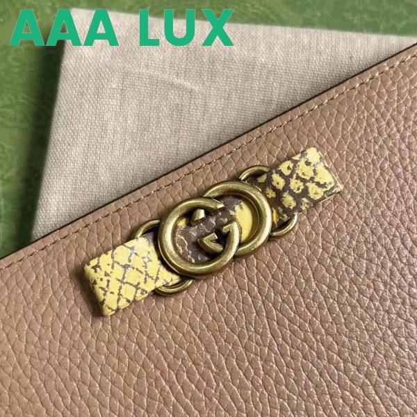 Replica Gucci Unisex GG Zip Wallet Interlocking G Python Bow Rose Beige Leather 8
