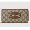 Replica Gucci Unisex GG Zip Wallet Interlocking G Python Bow Rose Beige Leather 12