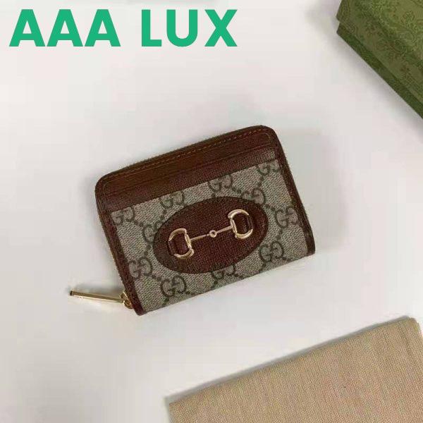 Replica Gucci Unisex Gucci Horsebit Card Case Beige Ebony GG Supreme Canvas 4