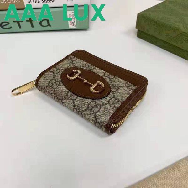 Replica Gucci Unisex Gucci Horsebit Card Case Beige Ebony GG Supreme Canvas 5