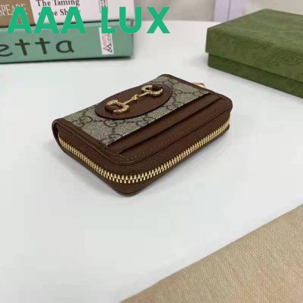 Replica Gucci Unisex Gucci Horsebit Card Case Beige Ebony GG Supreme Canvas 8