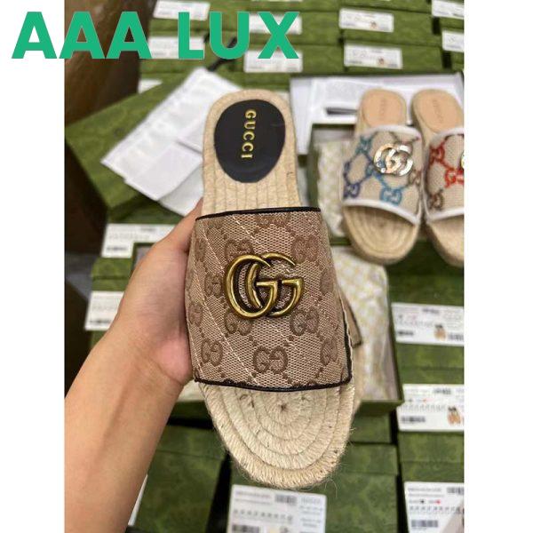 Replica Gucci Unisex GG Matelassé Canvas Espadrille Sandal Beige Ebony 2 Cm Heel 3