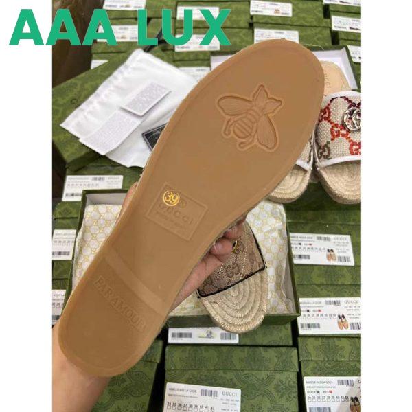 Replica Gucci Unisex GG Matelassé Canvas Espadrille Sandal Beige Ebony 2 Cm Heel 7