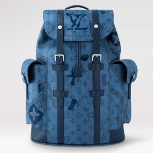 Replica Louis Vuitton LV Unisex Christopher MM Backpack Abyss Blue Monogram Aquagarden Coated Canvas 2