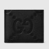 Replica Gucci Unisex Jumbo GG Wallet Black Leather Moiré Lining