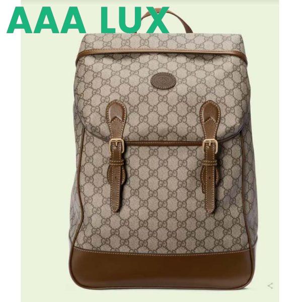 Replica Gucci Unisex Medium Backpack Interlocking G Beige Ebony GG Supreme Canvas 2