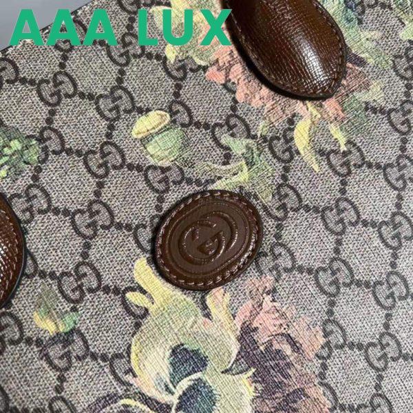 Replica Gucci Unisex Medium Tote Carnation Print Beige Ebony GG Supreme Canvas 9