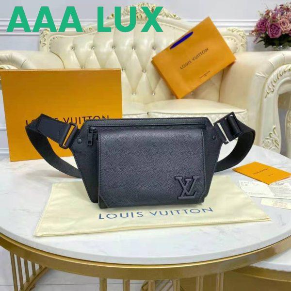 Replica Louis Vuitton LV Unisex Aerogram Slingbag Black Grained Calf Leather 3