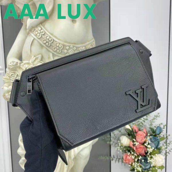 Replica Louis Vuitton LV Unisex Aerogram Slingbag Black Grained Calf Leather 6