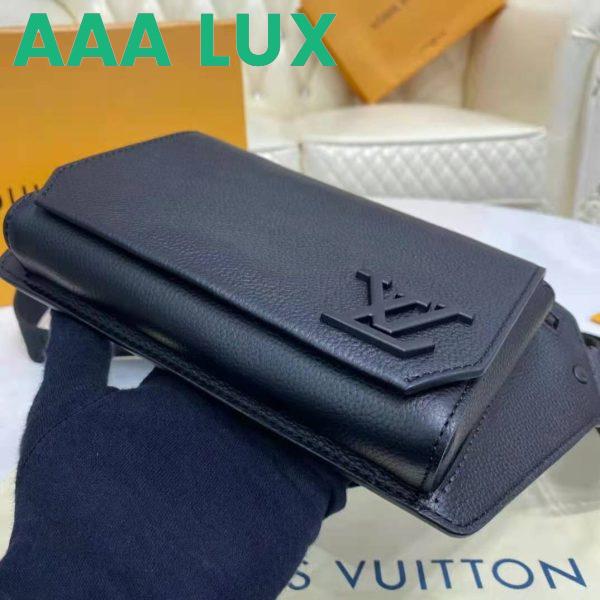 Replica Louis Vuitton LV Unisex Aerogram Slingbag Black Grained Calf Leather 8