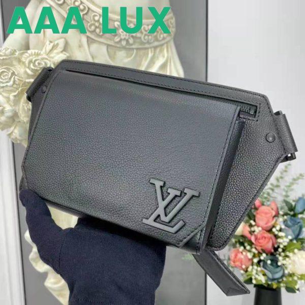 Replica Louis Vuitton LV Unisex Aerogram Slingbag Black Grained Calf Leather 9