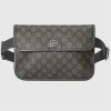Replica Gucci Unisex Ophidia GG Small Belt Bag Grey Black GG Supreme Canvas Double G