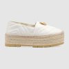 Replica Gucci Women Chevron Leather Espadrille with Double G in 5.1 cm Height-White