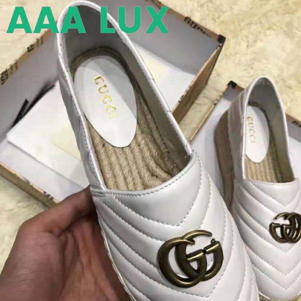 Replica Gucci Women Chevron Leather Espadrille with Double G in 5.1 cm Height-White 7