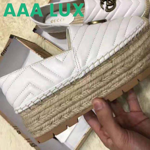 Replica Gucci Women Chevron Leather Espadrille with Double G in 5.1 cm Height-White 8