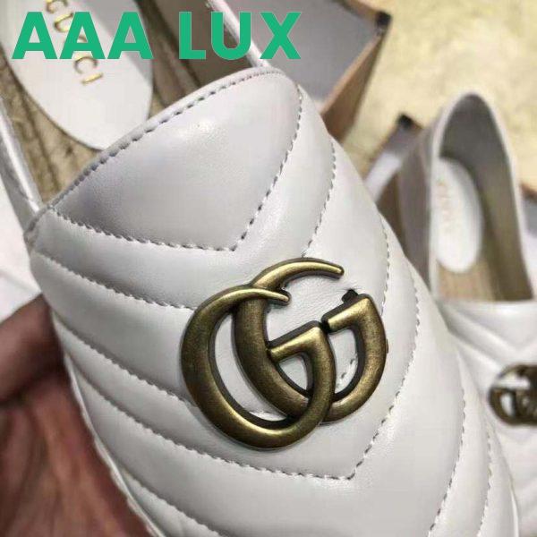Replica Gucci Women Chevron Leather Espadrille with Double G in 5.1 cm Height-White 9