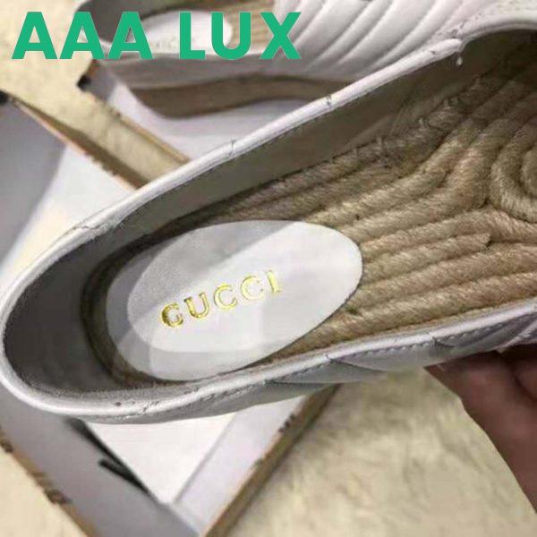 Replica Gucci Women Chevron Leather Espadrille with Double G in 5.1 cm Height-White 10