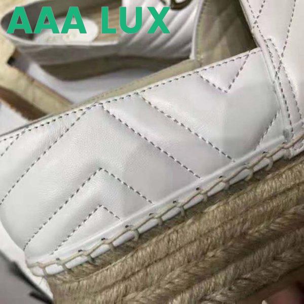 Replica Gucci Women Chevron Leather Espadrille with Double G in 5.1 cm Height-White 11