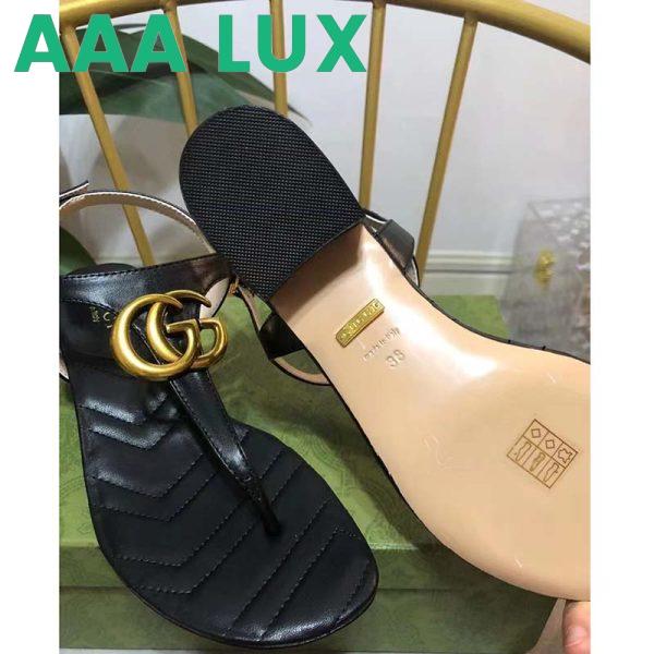 Replica Gucci Women Double G Sandal Black Leather Double G 4.6 cm Heel 6
