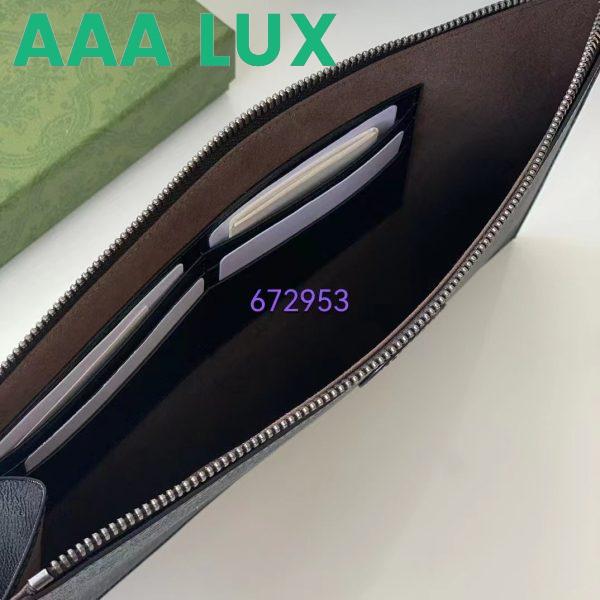 Replica Gucci Unisex Pouch Interlocking G Black GG Supreme Canvas Leather Zip Closure 9