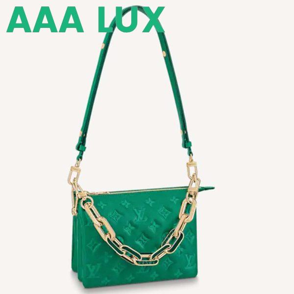 Replica Louis Vuitton LV Women Coussin BB Handbag Emerald Monogram Embossed Puffy Lambskin