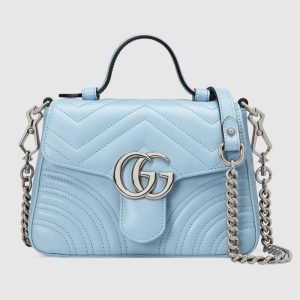 Replica Gucci GG Women GG Marmont Mini Top Handle Bag-Blue