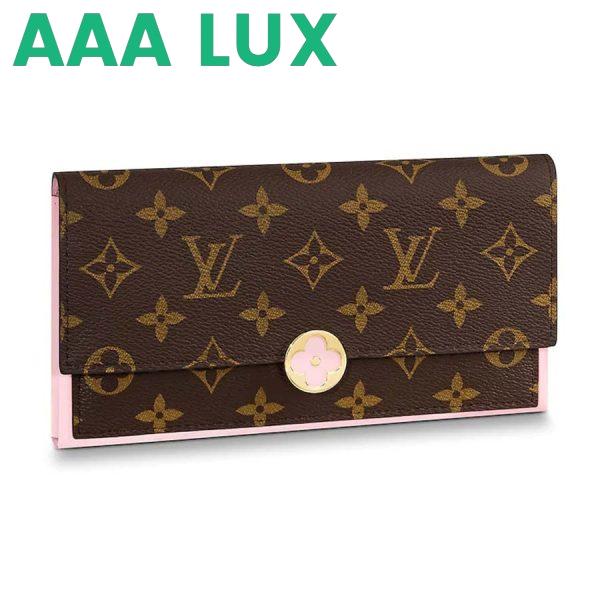 Replica Louis Vuitton LV Women Flore Wallet in Monogram Coated Canvas and Calf Leather 3