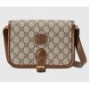Replica Gucci Unisex Shoulder Bag with Interlocking G Beige and Ebony GG Supreme Canvas