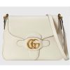 Replica Gucci Unisex Small Messenger Bag with Double G White Leather Antique Gold-Toned Hardware