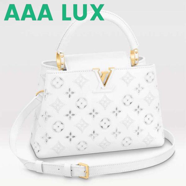 Replica Louis Vuitton LV Women Capucines BB Handbag White Calfskin Cowhide Leather