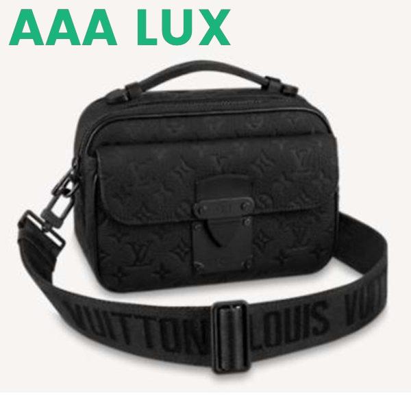 Replica Louis Vuitton LV Unisex S Lock Messenger Black Monogram Embossed Taurillon Cowhide Leather