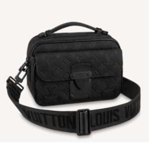 Replica Louis Vuitton LV Unisex S Lock Messenger Black Monogram Embossed Taurillon Cowhide Leather 2