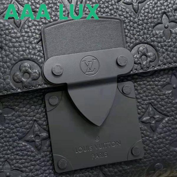 Replica Louis Vuitton LV Unisex S Lock Messenger Black Monogram Embossed Taurillon Cowhide Leather 12