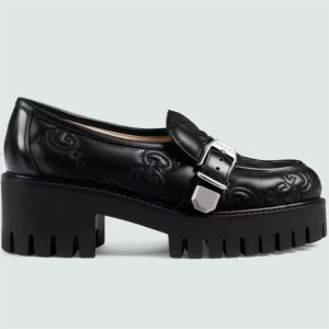 Replica Gucci Women GG Matelassé Loafer Black Leather Low 2.5 Cm Heel 2