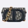 Replica Dior Women CD Signature Bag Strap Blue Dior Oblique Jacquard Flap Closure