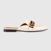 Replica Gucci Women Leather Loafer with GG Web-White