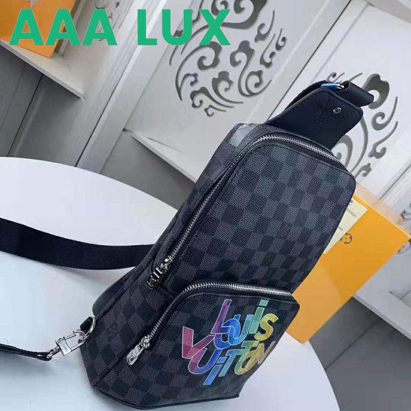 Replica Louis Vuitton LV Men Avenue Sling Bag in Damier Graphite Canvas-Grey 4