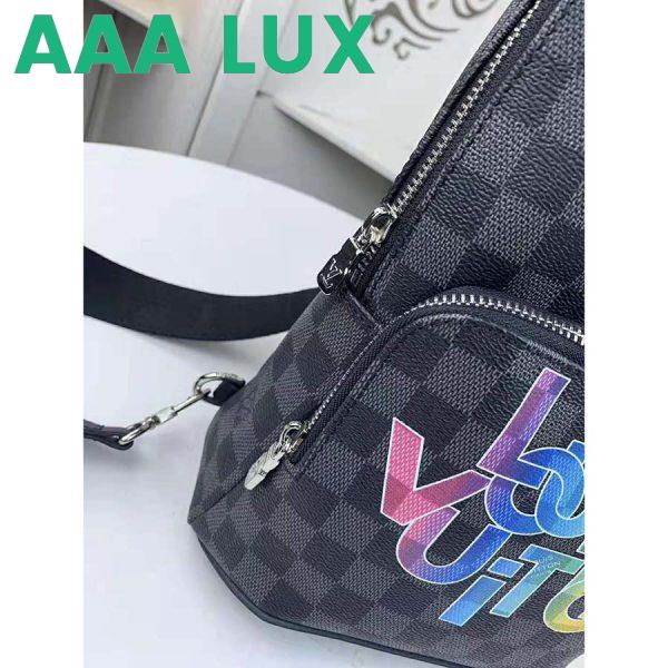 Replica Louis Vuitton LV Men Avenue Sling Bag in Damier Graphite Canvas-Grey 11