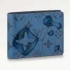 Replica Louis Vuitton LV Unisex Slender Wallet Abyss Blue Monogram Aquagarden Coated Canvas