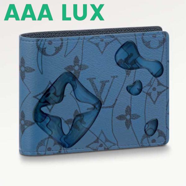 Replica Louis Vuitton LV Unisex Slender Wallet Abyss Blue Monogram Aquagarden Coated Canvas 2
