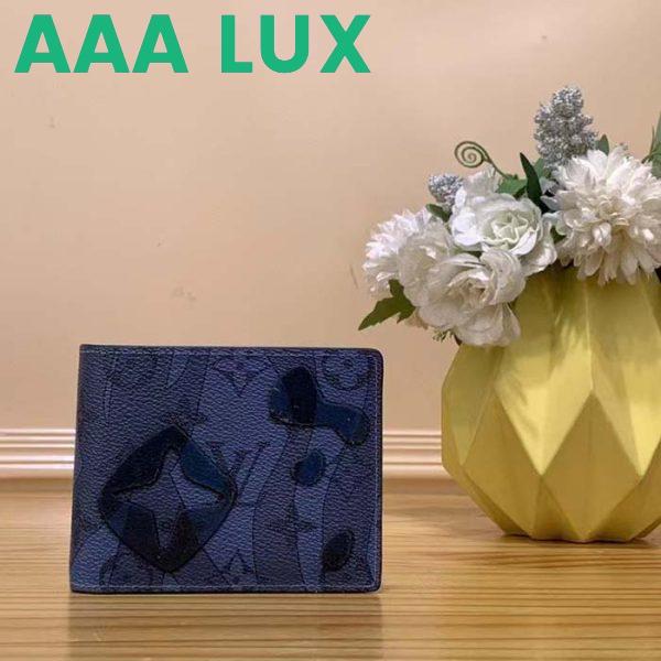 Replica Louis Vuitton LV Unisex Slender Wallet Abyss Blue Monogram Aquagarden Coated Canvas 3