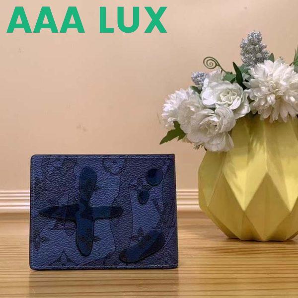Replica Louis Vuitton LV Unisex Slender Wallet Abyss Blue Monogram Aquagarden Coated Canvas 4