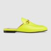 Replica Gucci Women Princetown Leather Slipper with Horsebit Detail-Yellow