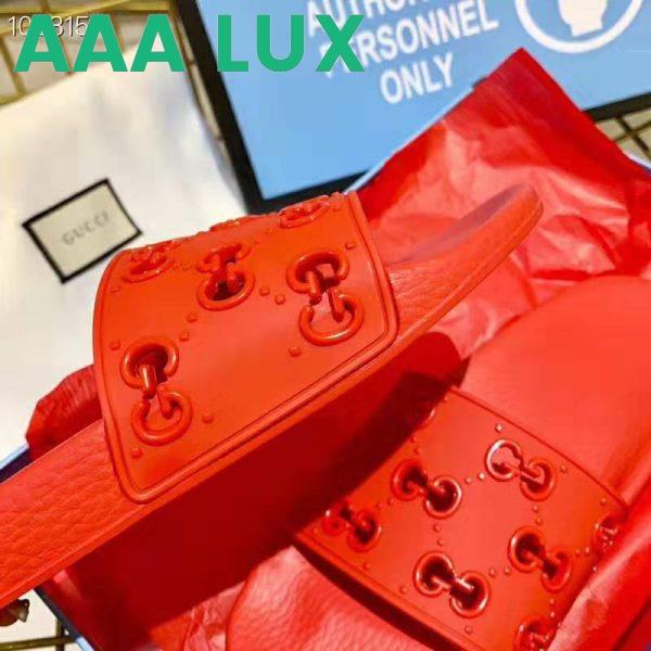 Replica Gucci Women Rubber GG Slide Sandal-Red 10