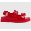 Replica Gucci Women Rubber GG Slide Sandal-Red 12