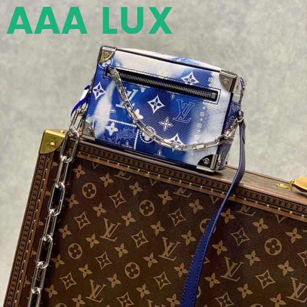 Replica Louis Vuitton LV Unisex Mini Soft Trunk Bag Blue Monogram Bandana Leather 3
