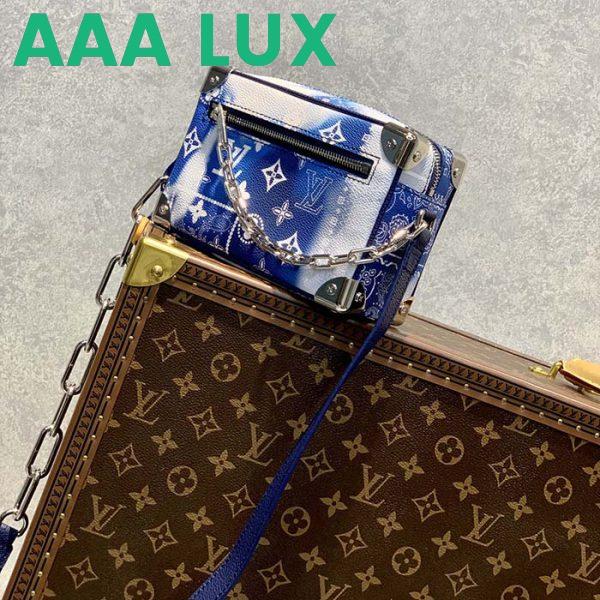 Replica Louis Vuitton LV Unisex Mini Soft Trunk Bag Blue Monogram Bandana Leather 4