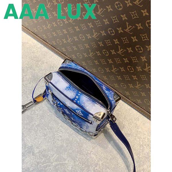 Replica Louis Vuitton LV Unisex Mini Soft Trunk Bag Blue Monogram Bandana Leather 5